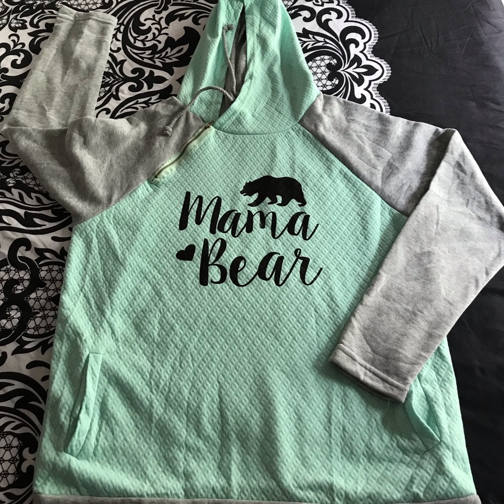 Adorable Mama Bear Mint Green Hoodie